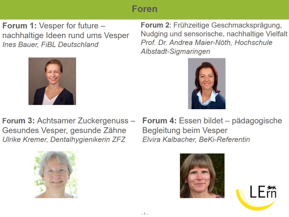 Übersicht über die vier Foren